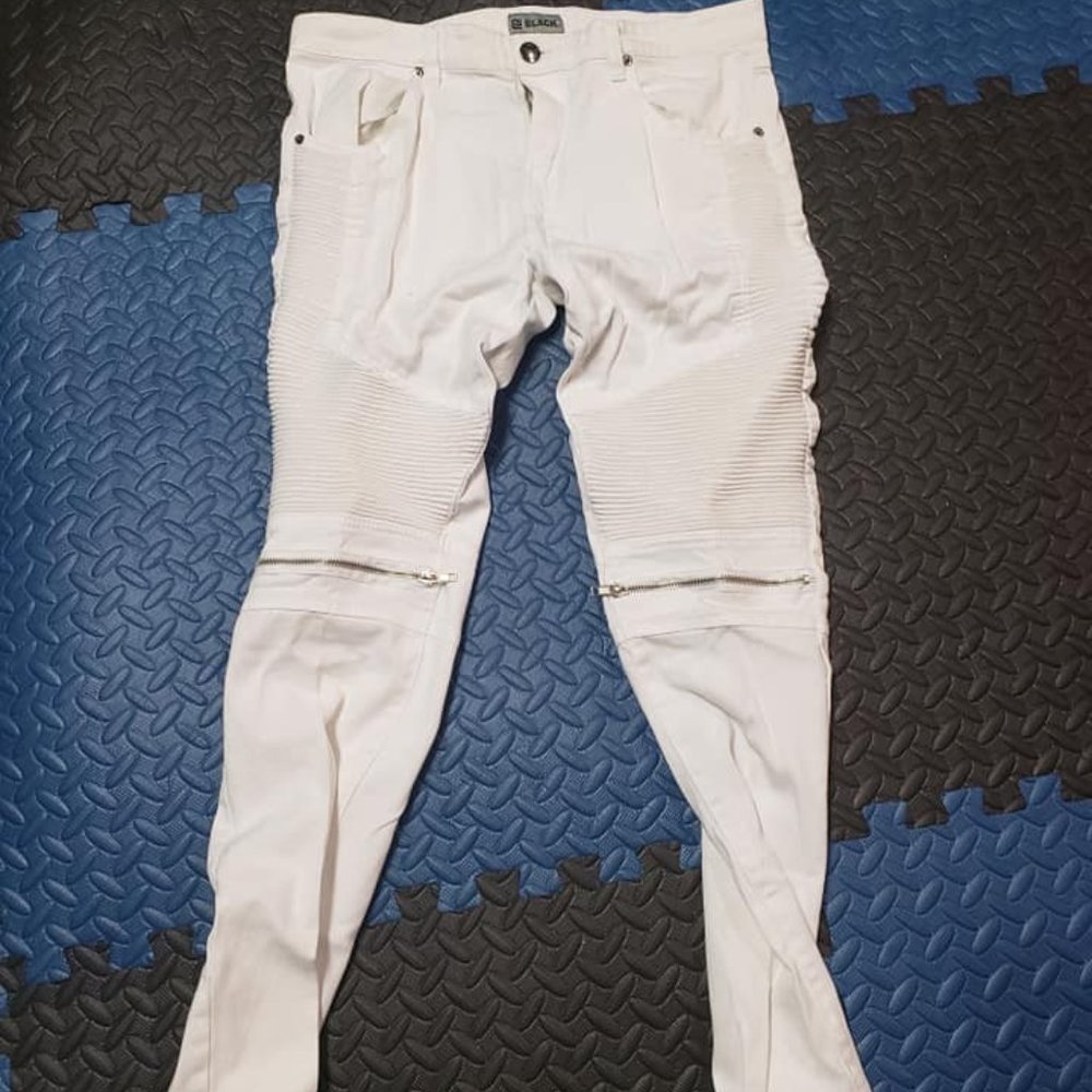 Rue21 Men's White Moto Skinny Jeans 32x32